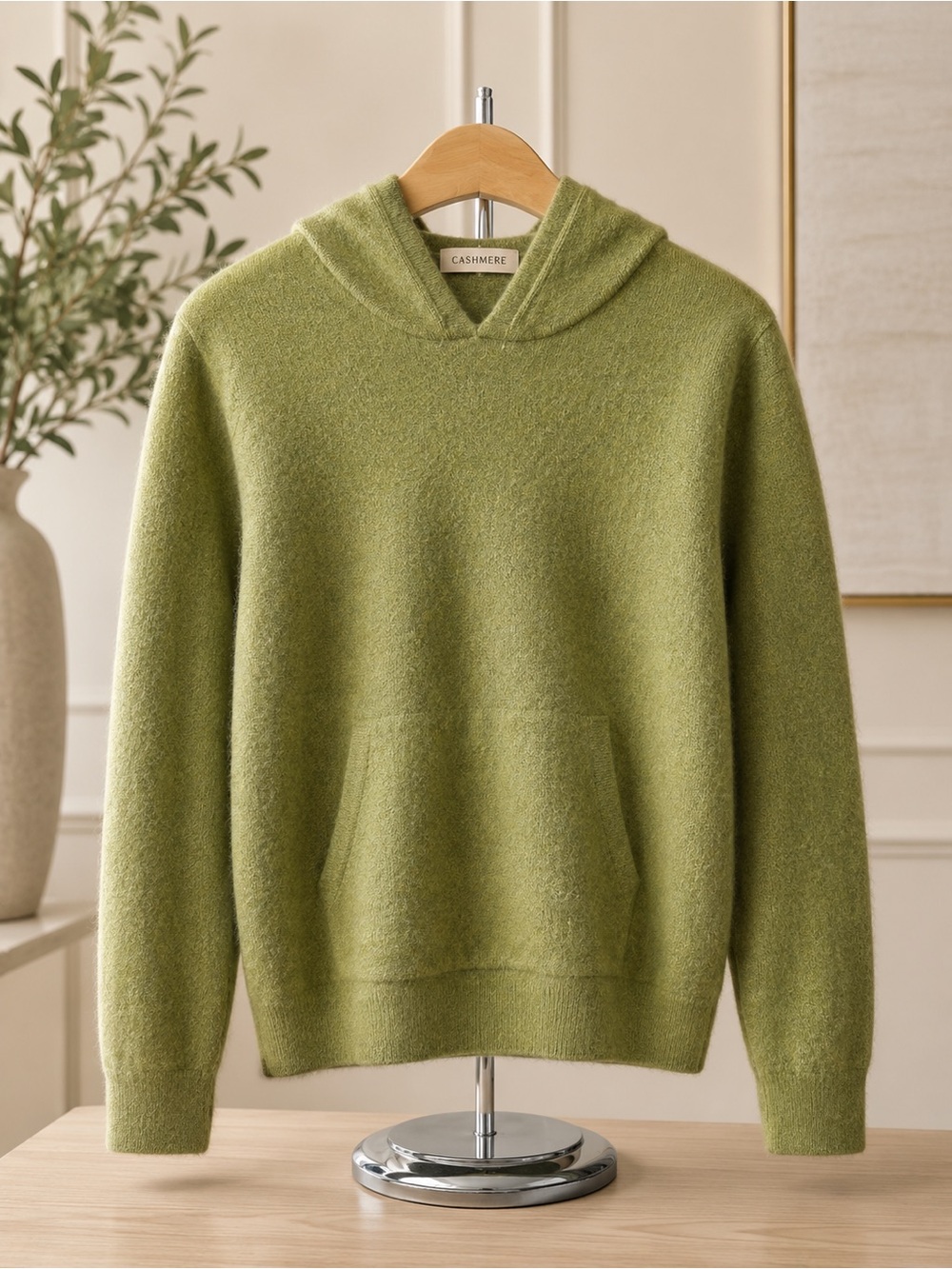 Girls Crewcuts Olive Green 100% Cashmere Hooded Sweater